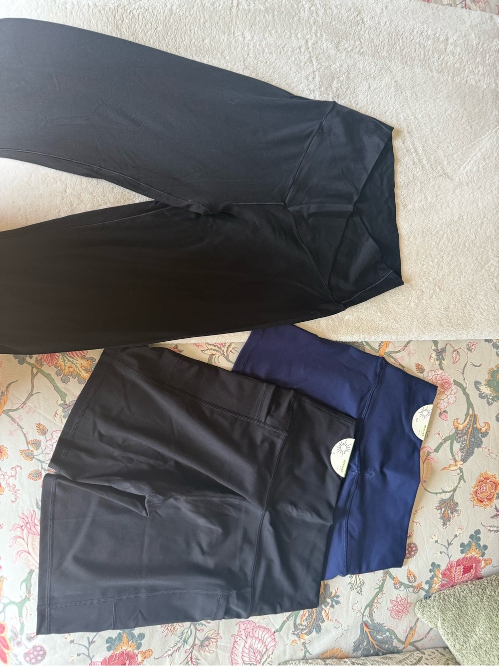 aerie Black and Navy Leggings with Matching Black Shorts